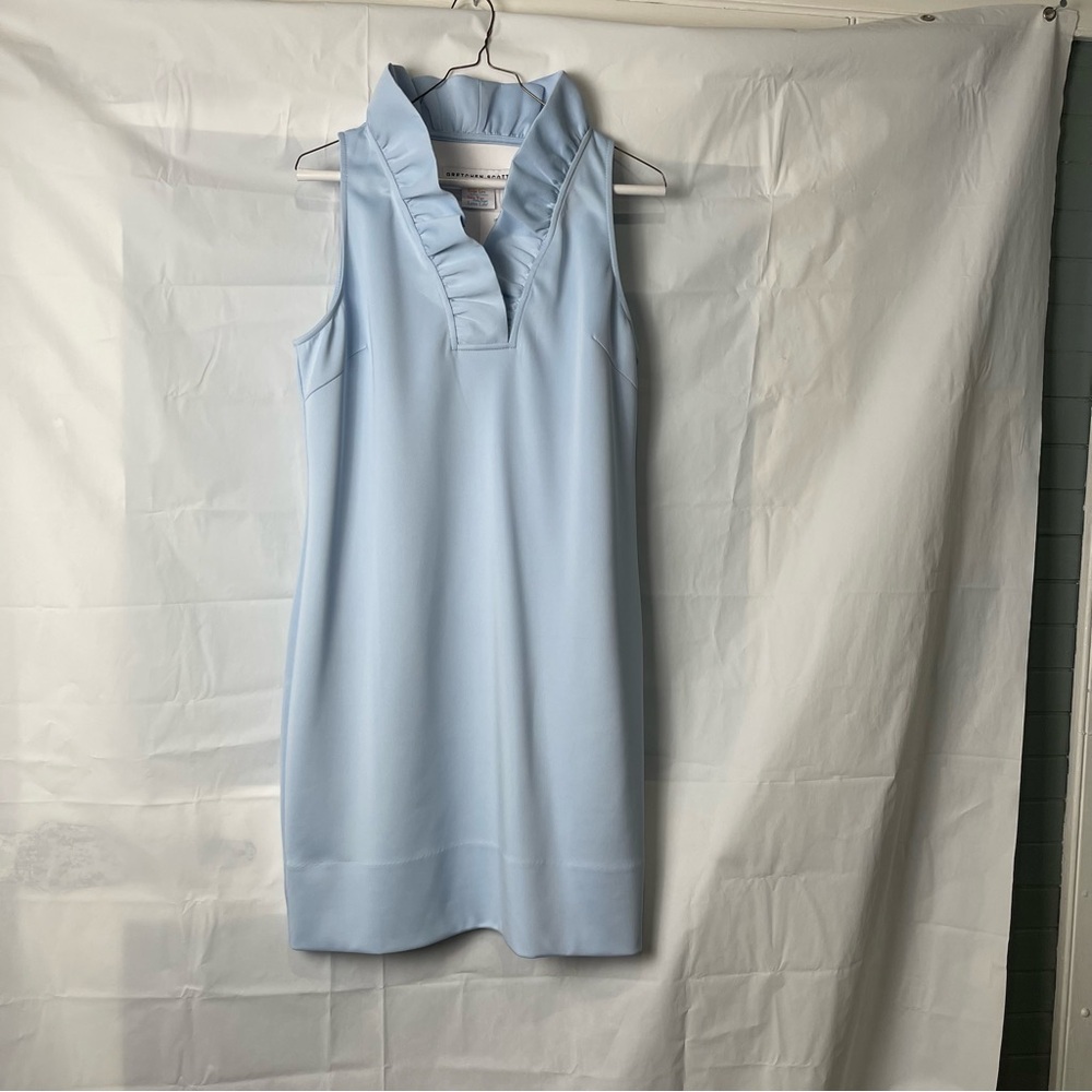 Gretchen Scott Light Blue Sleeveless Ruffle Dress